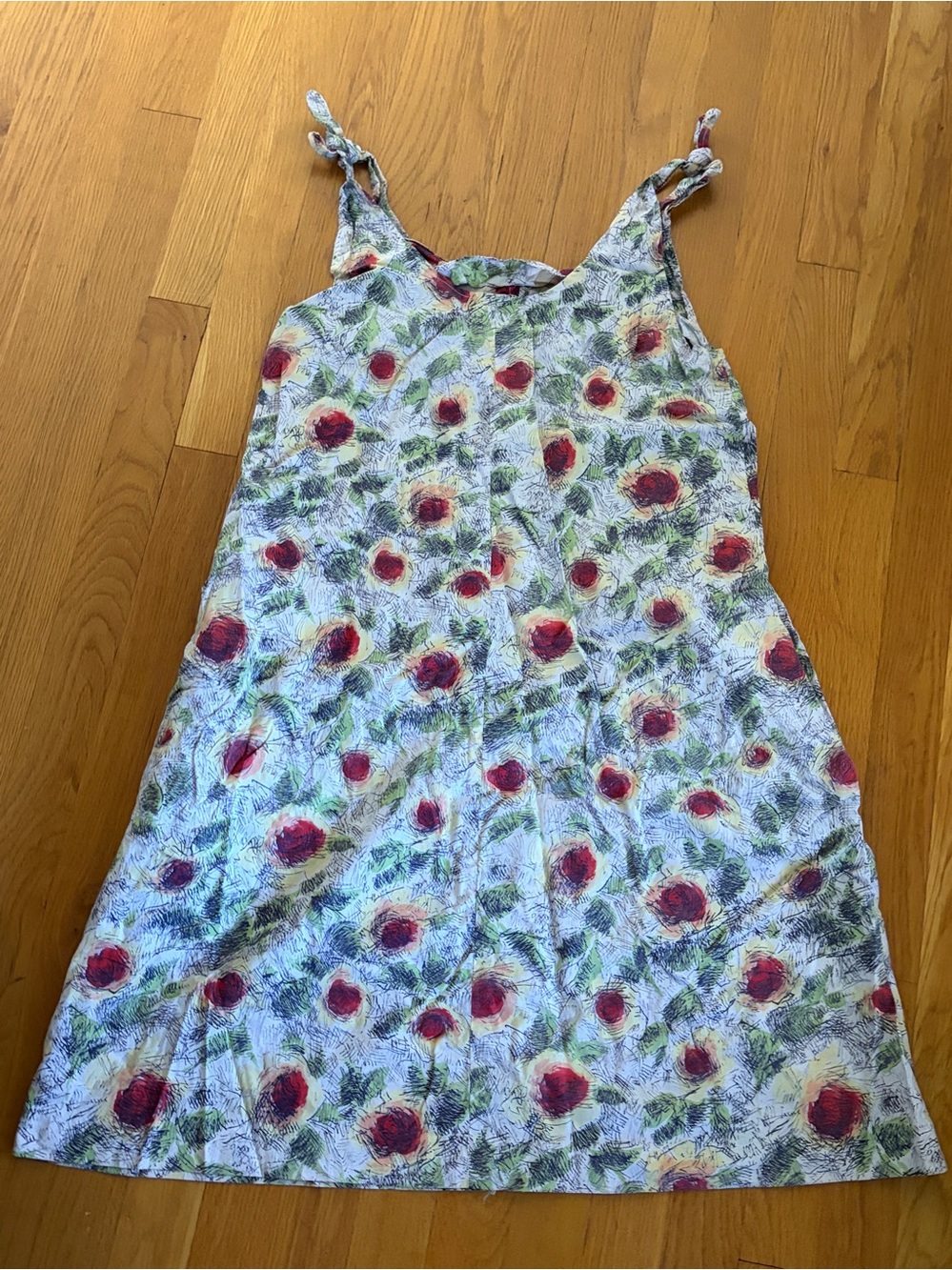 Vintage Red Green White Dress with Pockets Size M